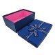 Boîte cadeaux de couleur bleu nuit et bleu saphir et nœud cadeaux 21x14x8cm