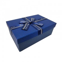 Boîte cadeaux de couleur bleu nuit et bleu saphir et nœud cadeaux 21x14x8cm