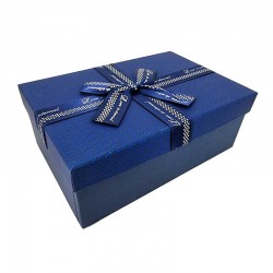 Boîte cadeaux bleu nuit et bleu saphir avec nœud ruban satiné 23x16x9cm