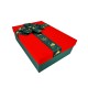 Coffret cadeaux bicolore vert sapin et rouge nœud vert satiné 23x17x7cm
