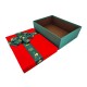 Boîte cadeaux bicolore vert sapin et rouge nœud vert satiné 26x19x8cm