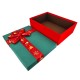 Boîte cadeaux bicolore rouge et vert sapin nœud rouge satiné 26x19x8cm