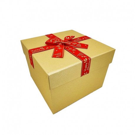 Petite boîte cadeaux dorée carrée grande hauteur, Boîte noël pailletée
