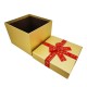 Coffret cadeaux de Noël doré nœud cadeaux rouge 21x21x16cm