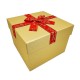 Grande boîte cadeaux de Noël dorée nœud cadeaux rouge 24x24x18cm