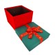 Coffret cadeaux de Noël bicolore rouge et vert sapin 21x21x16cm