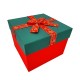 Grande boîte cadeaux de Noël bicolore rouge et vert sapin 24x24x18cm