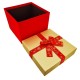 Boîte cadeaux de Noël rouge et dorée nœud cadeaux rouge 19x19x14cm