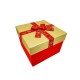 Boîte cadeaux de Noël rouge et dorée nœud cadeaux rouge 19x19x14cm
