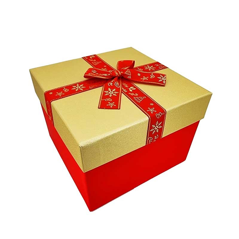 Grande boîte cadeaux de Noël bicolore rouge et dorée, Grand coffret
