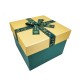 Grande boîte cadeaux de Noël bicolore vert sapin et dorée 24x24x18cm