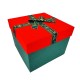 Grande boîte cadeaux de Noël vert sapin et rouge nœud vert 24x24x18cm