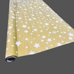 Lot de 2 rouleaux de papier cadeaux doré motif étoiles et flocons blancs 70x100cm