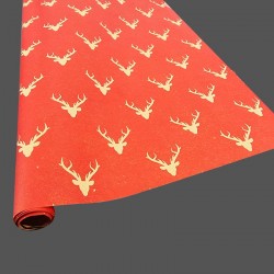 Lot de 2 rouleaux de papier cadeaux rouge motif tête de rennes 70x100cm