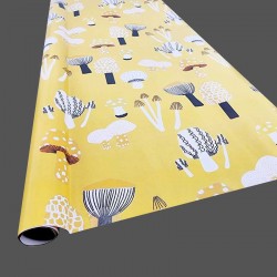 Lot de 3 rouleaux de papier cadeaux jaune motif de champignons 53x75cm
