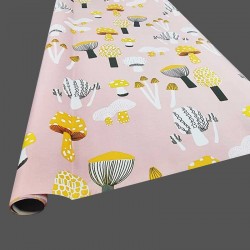 Lot de 3 rouleaux de papier cadeaux rose motif de champignons 53x75cm