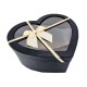 Grand coffret cadeaux vide en forme de cœur noir à fenêtre 25x30x13cm