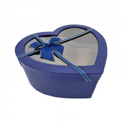Boîte cadeaux vide en forme de cœur bleu nuit à fenêtre 25x28x11cm