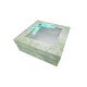 Petite boîte cadeaux carrée à fenêtre vert amande marbré 17x17x6.5cm