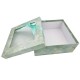 Boîte cadeaux carrée à fenêtre vert amande marbré 20x20x8cm