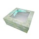 Grande boîte cadeaux carrée à fenêtre vert amande marbré 23x23x9cm