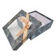 Petite boîte cadeaux carrée à fenêtre gris orage marbré 17x17x6.5cm