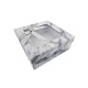 Petite boîte cadeaux carrée à fenêtre gris clair marbré 17x17x6.5cm