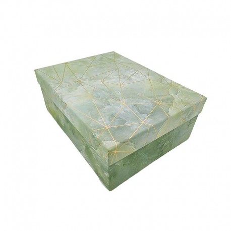 Grande boîte cadeaux rectangulaire vert amande marbré 25x19x9cm