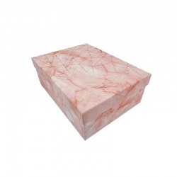 Boîte cadeaux rectangulaire rose dragée marbré 21x16x8cm