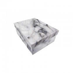 Petite boîte cadeaux rectangulaire gris clair marbré 17.5x12.5x6cm