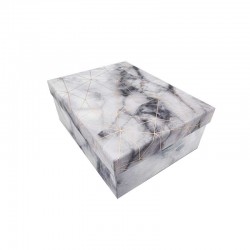 Boîte cadeaux rectangulaire gris clair marbré 21x16x8cm