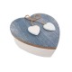 Boîte à bijoux en forme de cœur couvercle en bois bleu gris
