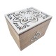 Petite boîte de rangement en bois motif fleur blanche en relief