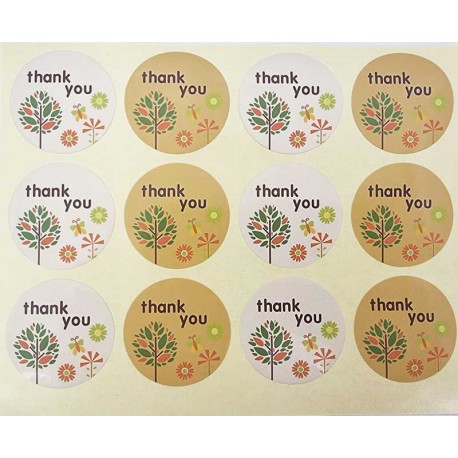 Étiquettes cadeaux autocollantes "Thank You" 2 couleurs