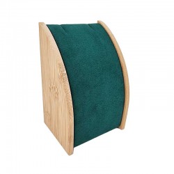 Petit porte collier rectangulaire en bois et suédine vert émeraude