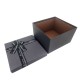 Boîte cadeaux carrée noire et gris anthracite avec nœud ruban 17x17x10cm