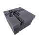 Boîte cadeaux carrée de couleur noire et gris anthracite et nœud cadeaux 20x20x12cm