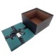 Boîte cadeaux carrée de couleur noire et vert émeraude et nœud cadeaux 20x20x12cm
