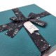 Grande boîte cadeaux noire et vert émeraude avec nœud ruban satiné 23x23x14cm