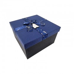 Boîte cadeaux carrée noire et bleu nuit avec nœud ruban 17x17x10cm