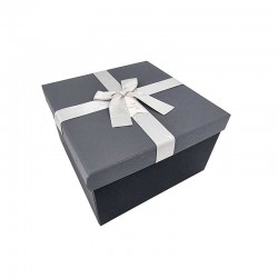 Boîte cadeaux carrée noire et gris ardoise avec nœud ruban 17x17x10cm