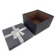 Grande boîte cadeaux noire et gris ardoise avec nœud ruban satiné 23x23x14cm