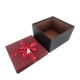 Boîte cadeaux carrée noire et rouge bordeaux avec nœud ruban 17x17x10cm