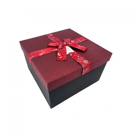 Petite boîte cadeaux carrée noire, petit coffret cadeau rouge bordeaux