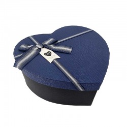 Grande boîte cadeaux en forme de cœur noir et bleu nuit 18x22x9cm