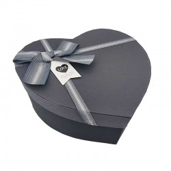 Grande boîte cadeaux en forme de cœur noir et gris ardoise 18x22x9cm