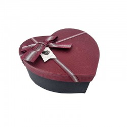 Petite boîte cadeaux bicolore en forme de coeur noir et bordeaux 13x16x6cm