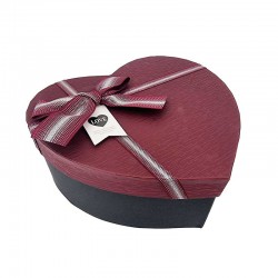 Grande boîte cadeaux en forme de cœur noir et rouge bordeaux 18x22x9cm