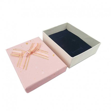 12 petites boîtes à bijoux pour parure motif terrazzo avec nœud 7x9cm - rose