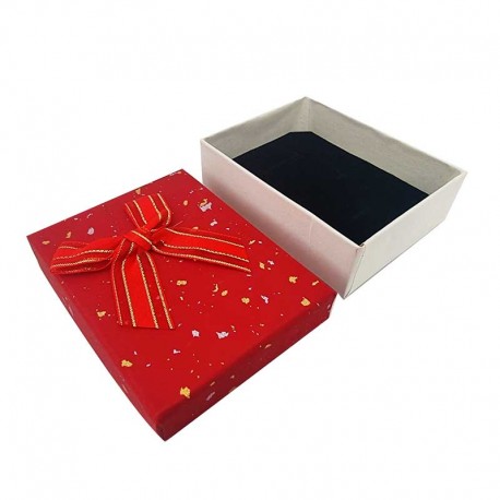 12 petites boîtes à bijoux pour parure motif terrazzo avec nœud 7x9cm - rouge